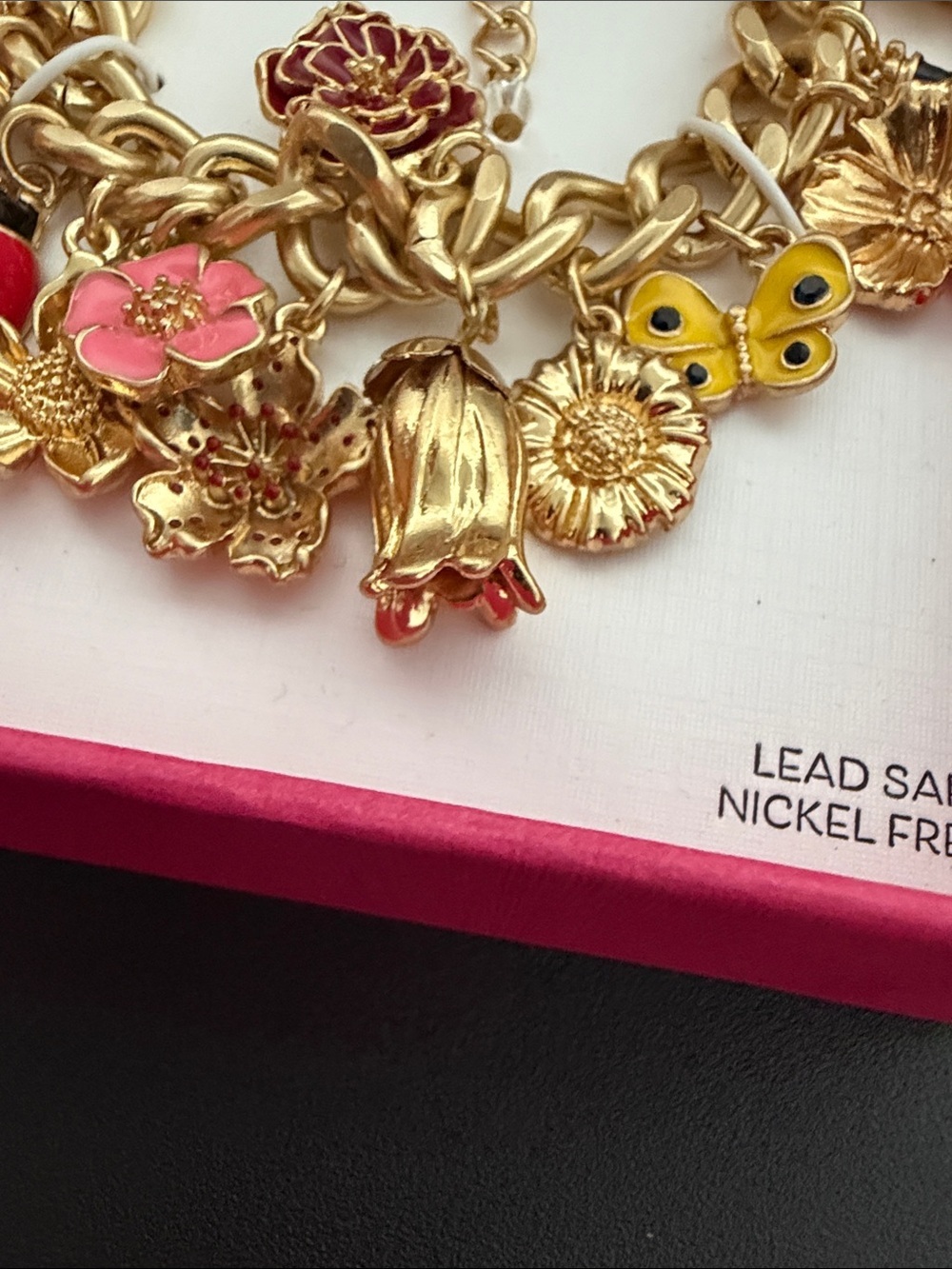 Piper K | Gold Tone Adjustable Lady Bug Bee Flower Charm Bracelet 🐞🌸🌷🦋 - Picture 11 of 12